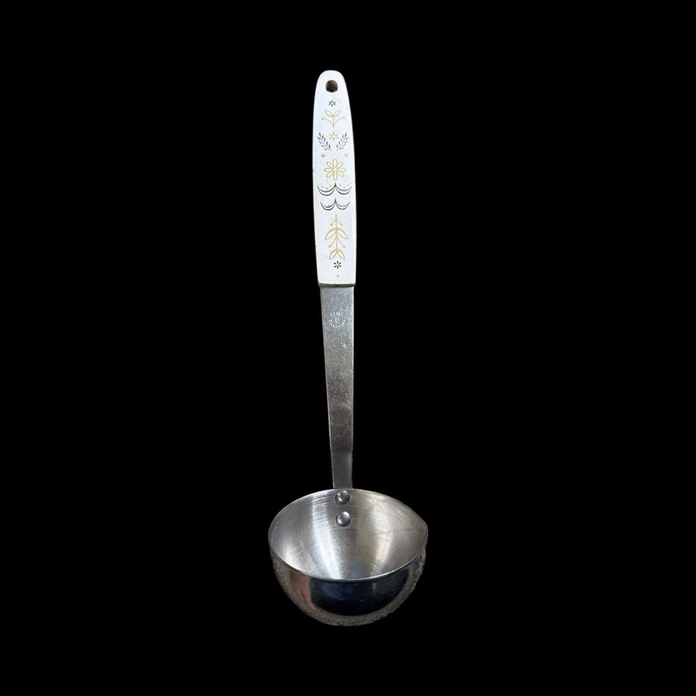 Stylish Silver and White Cooking Ladle
